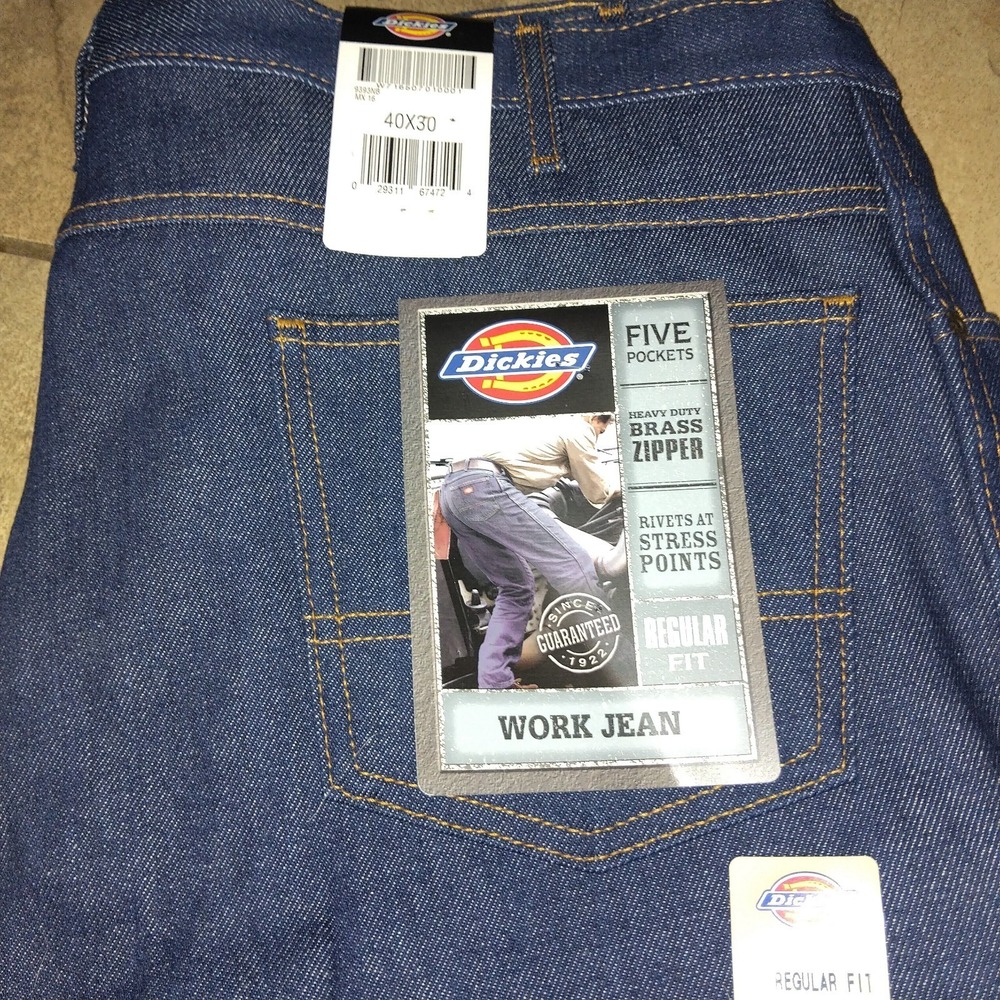 NWT Dickies Work Jeans 40x30 Regular Fit Dark Wash Heavy Duty